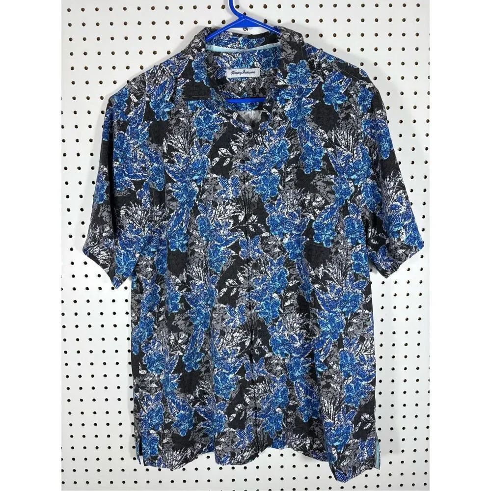 Tommy Bahama tropical floral silk blend button down shirt size L
